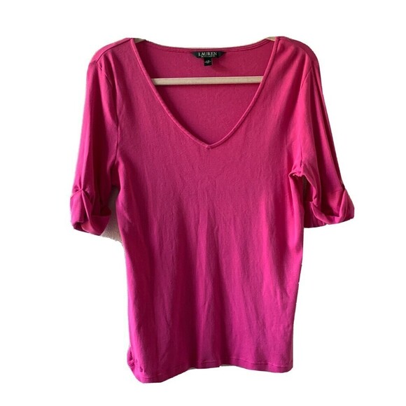 Lauren Ralph Lauren Womens Size Large Pink Scoop Neck Blouse Top - Picture 1 of 5